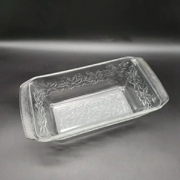 PRINCESS HOUSE Fantasia Glass Bread Loaf Pan – Embossed Floral Vintage Bakeware - Picture 2 of 8